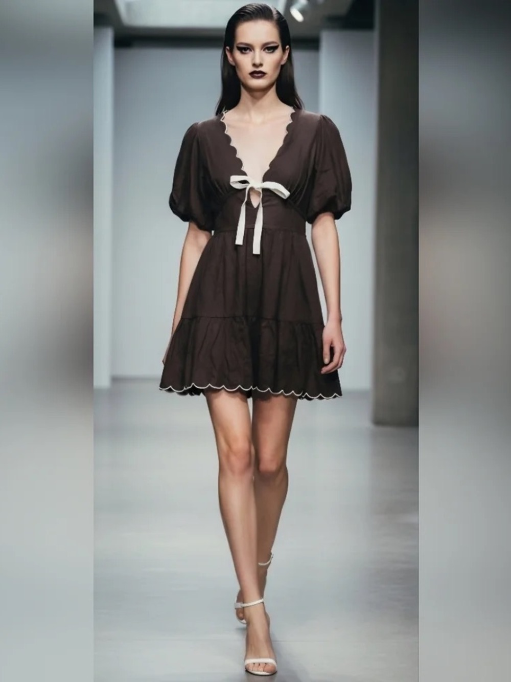 House of Harlow 1960 Brown Mini Dress with Contrast Tie